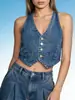 Colete Jeans Feminino Casual Vintage Slim-Fit Estiloso Comércio Exterior Europeu e Americano Suprimento Transfronteiriço