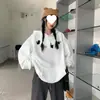 Sudadera con capucha de gato de dibujos animados blanca y gris para mujer, nuevo estilo otoño/invierno 2026, diseño minimalista coreano, top y prenda de abrigo