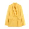 Ropa de Mujer Europea y Americana Transfronteriza 2025 Vestido Cuello Chaqueta de Traje de Corte Recto + Pantalón Acampanado con Abertura Traje Casual