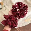 Goma para el pelo de lunares rojos de doble capa para mujer, elegante goma para coleta baja, banda elástica alta para el pelo, accesorio para el pelo