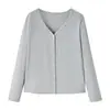 Nuevo Cárdigan Chaqueta de Punto Tencel Acetato Lana Otoño/Invierno para Mujer, Color Sólido Cuello en V Básico Manga Larga