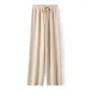 Pantalones Casuales de Pierna Ancha Rectos Gruesos de Cintura Alta para Otoño e Invierno Tejido Holgado Lana Cachemir Estilo Popular