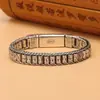 Pulsera Passepartout para Hombre Tejida a Mano Rodillo de Mantra de Seis Caracteres Plata Rotatoria Cadena de Plata Retro Venta Directa de Fábrica