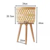 Suporte de Flores Tecido em Rattan de Madeira Sólida Nórdico Mesa Lateral de Sofá para Sala de Estar Estante de Armazenamento Tecida em Bambu de Piso Prateleira para Vasos de Flores de Canto de Varanda
