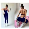 Nuevo Enterizo de Yoga Ajustado Sin Costuras de Secado Rápido con Halterneck Descubierto en la Espalda, Delgado, de una Pieza, Ropa Deportiva para Fitness y Yoga para Mujer