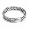 Explosiones puntuales Europa y Estados Unidos nuevo brazalete de titanio y acero brazalete para hombre acero inoxidable cadena cuadrada doble fila hebilla magnética brazalete