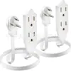 Cable Plano de Extensión/Alambre, Multicontacto - Cable de Extensión con Enchufe Angulado de 3 Pines - Blanco