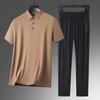 Novedad 2025 moda sin costuras para hombre verano casual traje de polo con solapa transpirable traje holgado atuendo de papá
