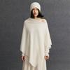 2025 Outono e Inverno de Caxemira Novo Poncho Feminino Estilo Preguiçoso Xale de Comprimento Médio Cardigan de Tricô Top com Suéter