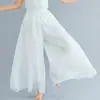 Pantalones Culotte de Lino y Algodón Lotte 2026 Estilo Mori Girl Color Sólido con Cintura Elástica, Pantalones Culotte Acampanados Estilo Étnico de 12 Colores