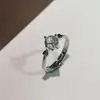 Novo Anel Versátil Clássico Solitário de Zircônia Versão Coreana Mais Vendido Proposta Seis Garras Quilate Anel Aberto Ajustável