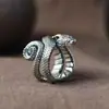 Anel de Cobra Vintage Desgastado Anel de Prata 925 Design de Nicho Anel de Cobra Joias de Prata Cobra do Zodíaco Estilo Masculino Venda por Atacado do Fabricante