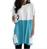 Amazon 2023 Verano Vestido de Media Longitud Casual de Moda para Mujer con Costuras en Color de Contraste y Cuello Redondo