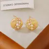 Brincos de Ouro de Luxo Leve Estilo Coreano High-End Pontos de Zircônia Escovados Micro-Pavimentados Estrela Céu Estrelado Não Colidindo Brincos Elegantes para Mulheres