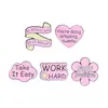 Broche Criativo Personalidade Desenho Animado Frases Motivacionais Cruzamento Europeu e Americano Fofo Letra Rosa Acessórios de Metal Emblema Atacado