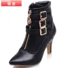 Botas con Hebilla para Mujer, Botines Talla Grande, Tallas 40-45, Botas Romanas de Punta Fina, Otoño/Invierno para Mujer 9-8