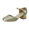 Sandalias Baotou para Mujer 2025 Nuevo Verano Estilo Chino Nuevo Estilo Chino con Zapatos Planos Cheongsam Estilo Francés Punta Cuadrada Tacones Altos