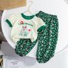 Conjunto Infantil 2026 Nuevo Algodón Niñas Camiseta de Dibujos Animados Lindo Bebé Floral Pantalones Anti-Mosquitos Estilo Coreano Conjunto Casual