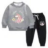 Conjunto de suéter infantil outono e inverno 2023 Estilo ocidental novo grande infantil de veludo acolchoado quente de inverno com mangas compridas