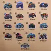 Parche Bordado de Camión Monstruo Todoterreno, Patrón de Llama de Bandera de Carreras, Parche de Reparación de Agujeros para Ropa con Respaldo Adhesivo para Planchar