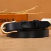 Hebilla Dorada Clara Cinturón Delgado para Mujer Versátil Casual Cinturón de Cuero para Pantalones Cinturón Delgado de Cuero Genuino de Una Pieza al Por Mayor