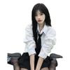 Camisa Blanca de Manga Larga para Mujer Otoño 2024 Nuevo Estudiante Estilo Universitario Japonés Holgada Versátil Uniforme de Camisa de Corbata JK