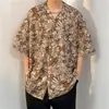 Camisa vintage estilo Hong Kong com estampa havaiana completa e manga curta, camisa vintage com flora para homens e mulheres, camisa de praia para casal yuppie tailandês
