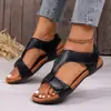 Sandalias Planas de Velcro para Mujer Tallas Grandes Europeas 2026 Amazon Moda Playa Transfronterizas En Stock Piel Sintética Tallas Grandes