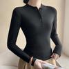 Gola Redonda Manga Longa Slim Fit Novo Design Versátil Camisa Base Outono e Inverno Simples Confortável Camisa Henley para Mulheres