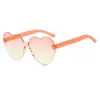 Gafas de Sol Transparentes de Gelatina con Forma de Corazón sin Marco de una Sola Pieza Moda Europea y Americana Gafas de Sol para Niños Tendencia de Gafas de Sol de una Sola Pieza