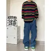 Jeans de Pierna Recta con Múltiples Bolsillos Estilo Callejero Transfronterizo para Hombre, Sueltos, Estilo Vintage Antiguo, Ropa de Trabajo, Casual, Pantalones de Pierna Ancha