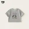 Ropa Infantil Yingsibo Camiseta Fina de Manga Corta para Niñas Cuello Redondo Top Holgado para Niños Ropa de Verano para Niñas