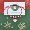 Pulseiras de Natal Mais Vendidas na Europa e América, Sino, Floco de Neve, Peças de Liga de Zinco e Argila Polimérica do Papai Noel, Pulseiras Trançadas à Mão