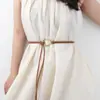 Cinturón de Cuerda de Cuero Suave con Hebilla de Metal Anudado para Mujer para Combinar con Abrigos, Chaquetas de Plumas de Moda, Suéteres Decorativos y Faldas, Cinturones Delgados