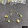 Novo Pulseira de Trevo de Quatro Folhas Transfronteiriço Lu, Ouro V Branco Concha Branca Seis Folhas, Luxo Leve Banhado a Ouro 18K Rosa CNC Trevo de Quatro Folhas Design de Cinco Folhas