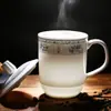 Taza de Cerámica Jingdezhen con Tapa Taza de Té Taza de Agua Taza de Oficina Porcelana Personalizada Hotel Sala de Conferencias Taza de Té
