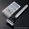Aparelho de barbear manual de três lâminas para homens, aço inoxidável, cabeça de lâmina de aço fino substituível, suporte para aparelho de barbear facial