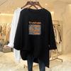 Playera de Manga Larga de Talla Grande para Mujer, Nueva Camiseta Básica de Algodón Puro para Otoño e Invierno, Playera Holgada Versátil de Largo Medio con Hombro Regular