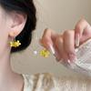 Pendientes de Perlas de Osmanthus Super Hada Pendientes de Diseño Nicho Dulces y Delicados para Mujer Pendientes Delicados Retro Versátiles para Afinar el Rostro