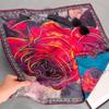 110 pintura al óleo hilo de nube fragante flor rosa bufanda cuadrada borde rizado hecho a mano bufanda de protección solar bufanda bufanda bufanda de pintura al óleo vintage para mujer