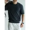 Camiseta de manga corta para hombre con textura de punto hecha de seda de morera y lana, adecuada para fitness y uso casual, con cuello pequeño a mediano, colección otoño 2026