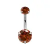 Anel de Umbigo de Liga de Titânio F136 Três Garras Zircônia Redonda Haste com Rosca Interna G23 Titânio Prego de Umbigo Body Piercing Joia de Umbigo