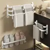Toallero blanco, barra de toalla para baño montada en la pared sin taladro, estante de almacenamiento para baño