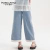 Jeans de Verano para Niñas 2025 Nuevos Pantalones Cortos con Borde de Encaje para Chicas de Secundaria Pantalones Anchos Finos para Niñas