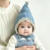 Chapéu de Bebê à Prova de Vento com Capuz e Proteção para Orelhas Primavera e Outono Chapéu Pontudo de Jeans Fino Unissex para Bebê e Criança Pequena Chapéu com Capuz para Exterior