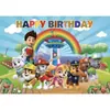 Equipo de Patrulla Fronteriza Fondo de Cumpleaños Fiesta de Perros Paw Patrol Decoración Pancarta Escenario Accesorios Bandera