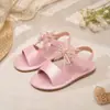 Sandálias de Borboleta para Meninas Verão Praia Diário Sapatos Infantis Tira no Tornozelo Velcro Solado Macio Antiderrapante Sapatos de Princesa