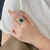 Anillo abierto de ala ancha con ágata china y diamantes blancos en plata esterlina S925, nuevo, temperamento de alta calidad, combina con todo.