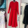 Vestido Vintage Elegante de Cuello Redondo y Manga Larga con Cintura Ajustada de Perlas Redondas de Gama Alta de Nicho Europeo y Americano Nanyou Vestido Formal