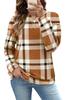Sudaderas de Cuello Redondo para Mujer 2025 Suéter Holgado Camisa de Manga Larga a Cuadros Tops Suaves Ropa de Otoño para Dama